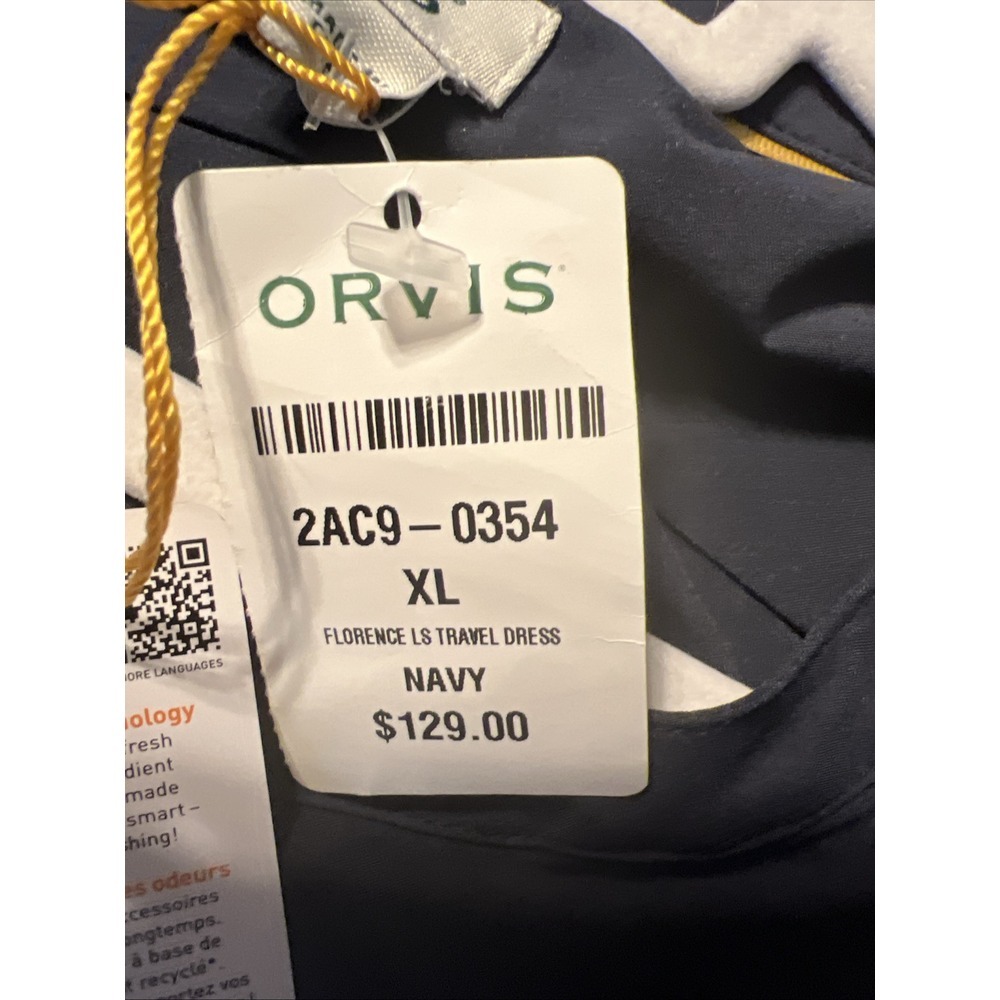 Orvis Navy Florence‎ Travel Dress NWT Size XL Long Sleeve Pack & Go Polygiene - Picture 11 of 13